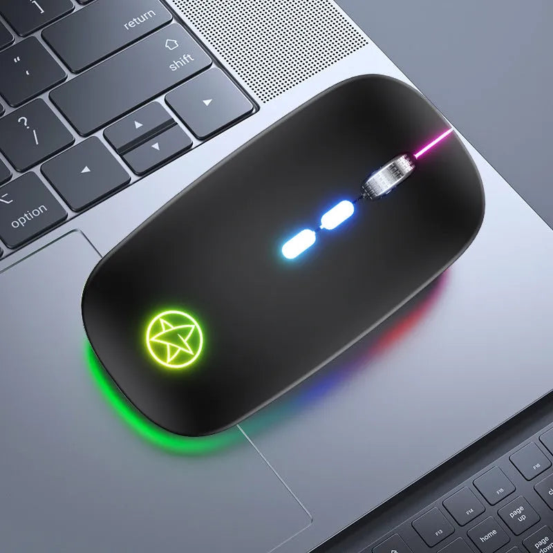 Wireless Bluetooth gaming mouse with metal scroll wheel in star black colour option