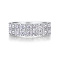 Moissanite S925 sterling silver geometric ring for women, round stones, US size 5-9