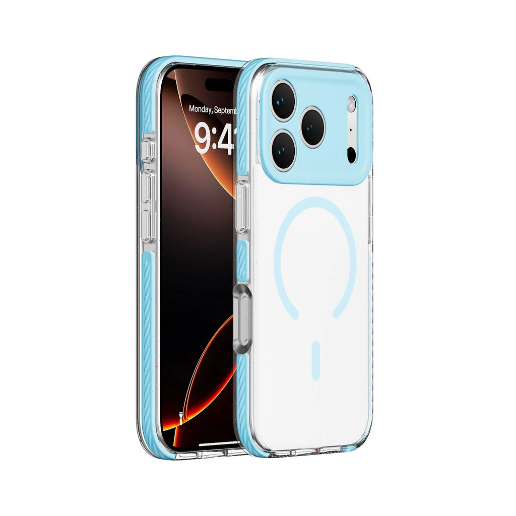 Transparent magnetic protective phone case for iPhone in candy green colour.