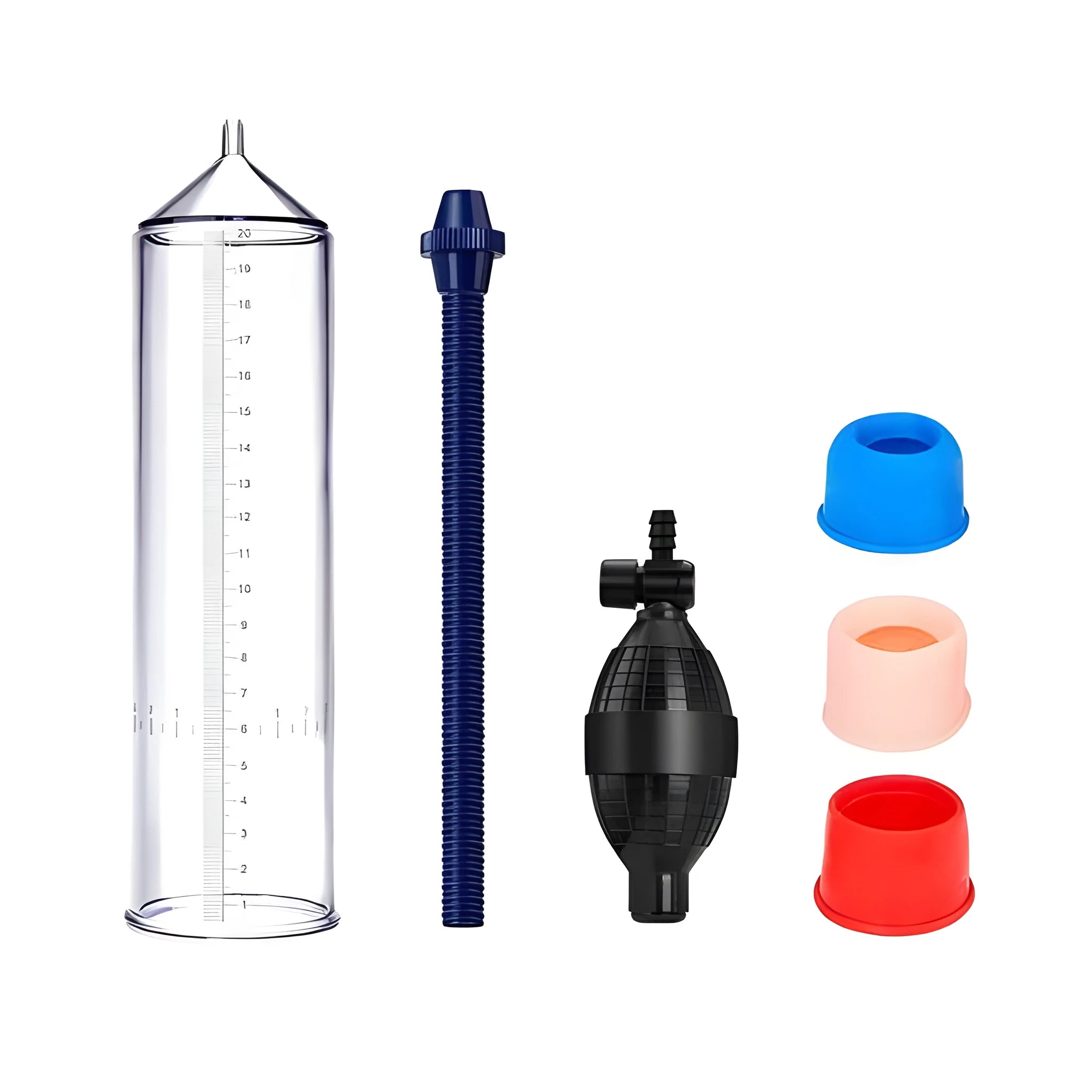 Male exercise machine silicone cover accessory with plastic valve colour and complete component set