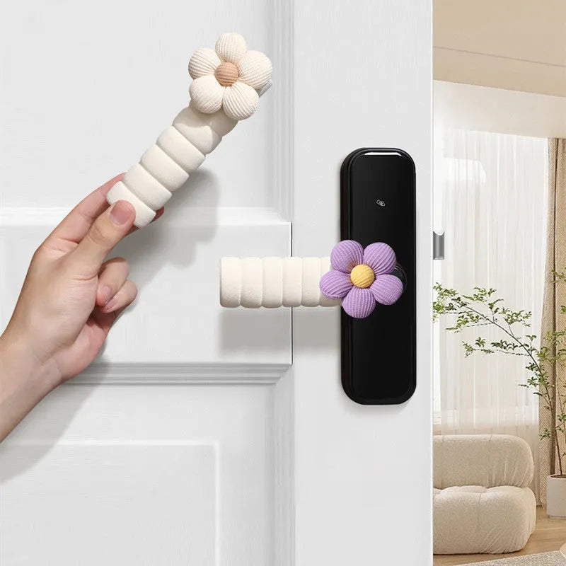 Flower pattern door handle protective casing in round PEVA cover