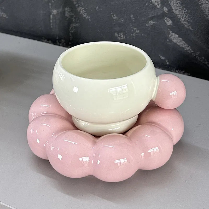Ceramic coffee cup and saucer set in solid colour with 250ml capacity