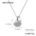 Gold tone vintage shell pendant necklace with a freshwater pearl bead on an O-shaped titanium steel chain.