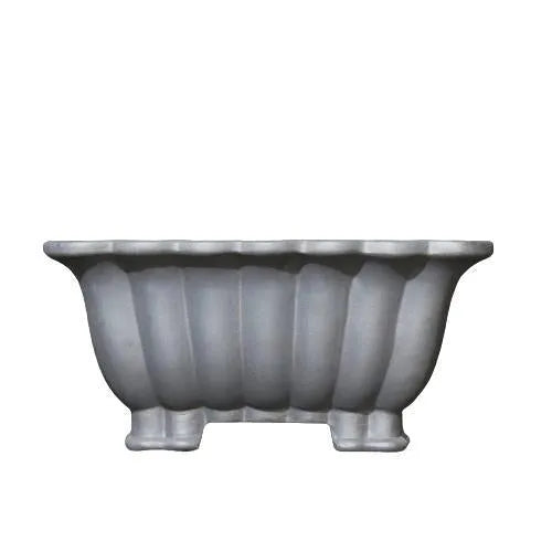 Purple sand ceramic square bonsai pot with 37cm x 15cm inner diameter on desktop