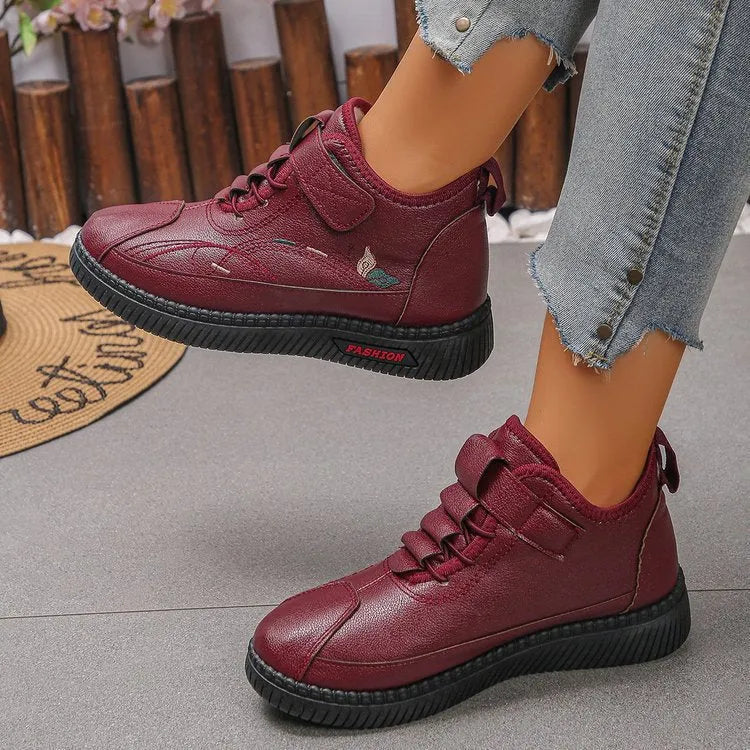 Women's black velvet cotton shoes with non-slip rubber soles and hollow-out design