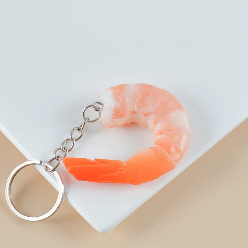 Realistic PVC shrimp simulation keychain with modern simplicity style measuring 1.5cm thick
