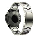 Garmin Jiaming Fenix watch strap in silver, black, or titanium, showing 22mm and 26mm width options