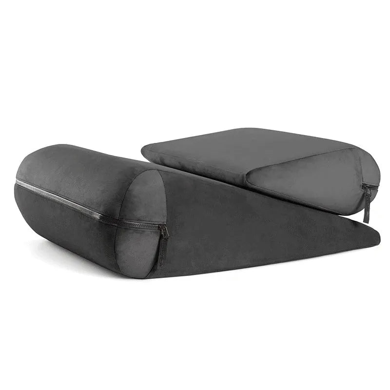 High density sponge triangle furniture pillow with embroidered cover in five colour choices.