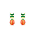 Sterling silver persimmon stud earrings with lucky dripping design in ED3325 colour