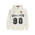 Women's American retro style cotton blend hooded casual jacket with letter embroidery in loose fit