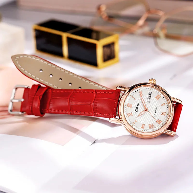 Automatic women's mechanical fashion watch with a 12mm thick case on a steel bracelet.