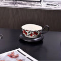 Antique style ceramic coffee cup and saucer set with 210ml capacity in retro design