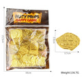 Set of 100 electroplated plastic Roman pirate coins in choice of bronze, gold, or silver finish.