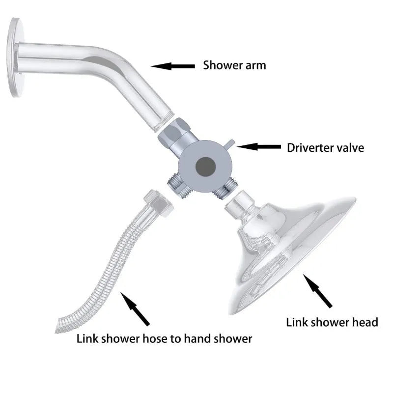 Copper shower water distributor with a metal joint connection.
