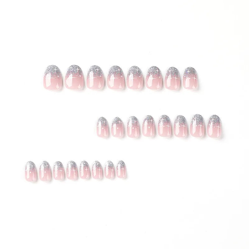 White Asterism Short Wear Armor wearable nail stickers in French sweet cool style with 24 manicure tablets and glue