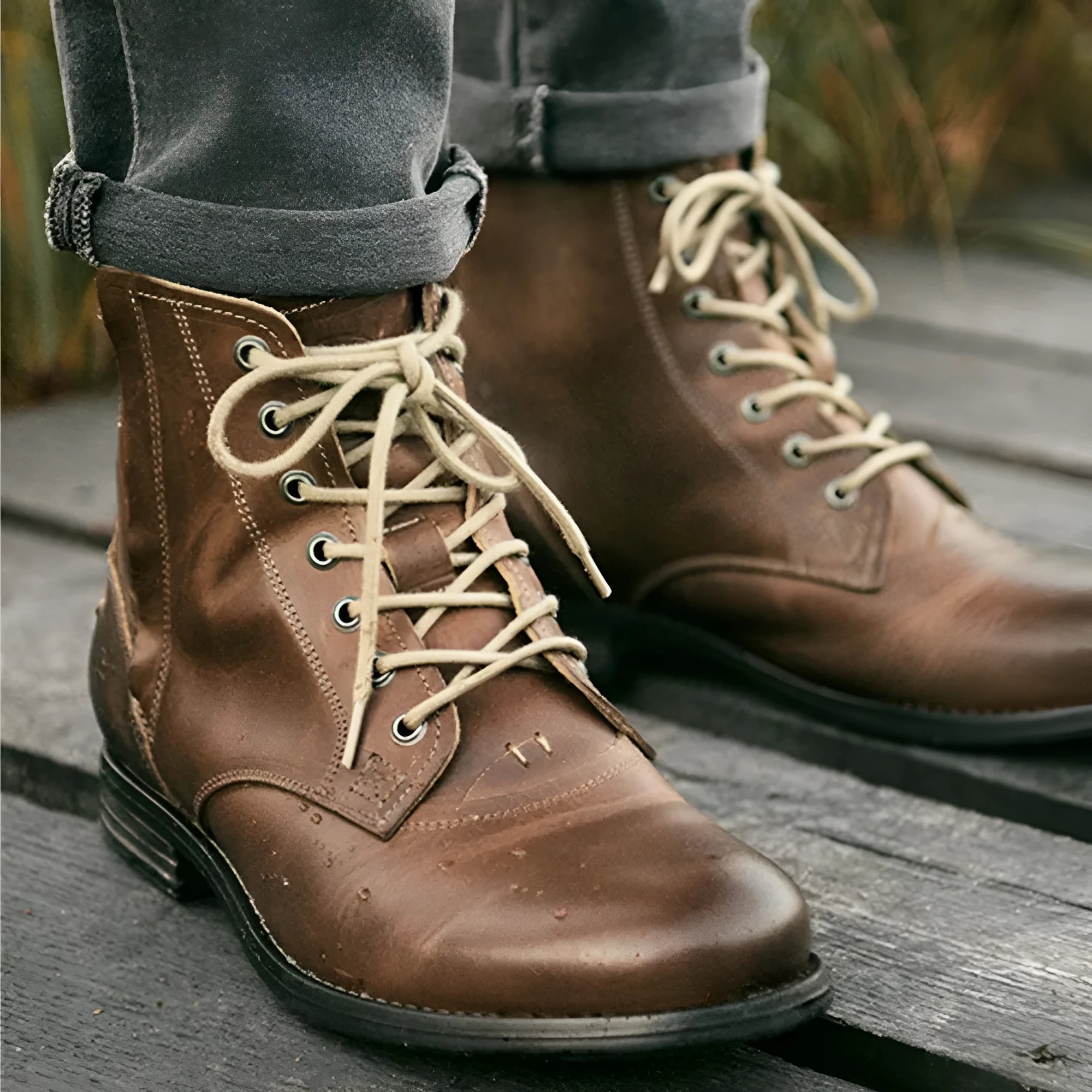 Knight Series two-tone leather boots with side zipper in black and brown colour options