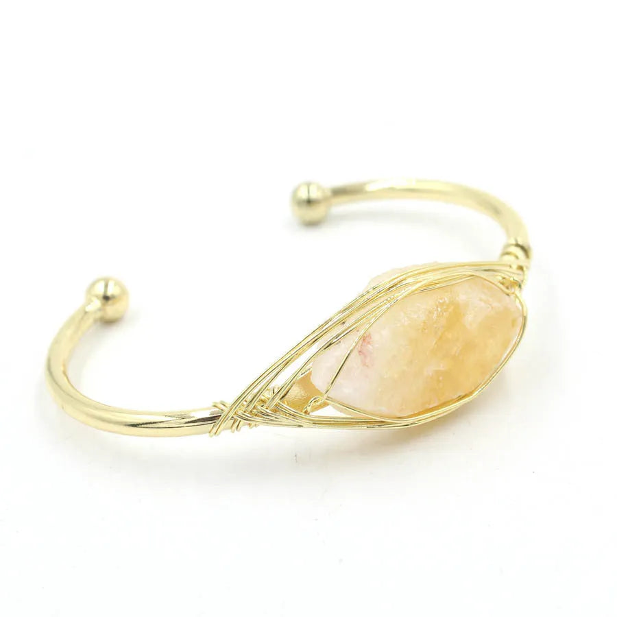 Natural raw gemstone winding crystal bracelet in ethnic style with amorphous 8mm design