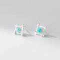 Women's geometric cross quadrangle stud earrings in 925 sterling silver with gold or silver finish