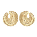Geometric alloy women's earrings with exaggerated irregular pleated design and concave-convex texture in gold colour