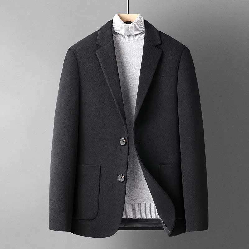 Men's slim fit wool blend suit in grey for autumn and winter
