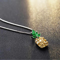 Silver Korean women's necklace with a geometric pineapple and diamond charm on an adjustable chain.