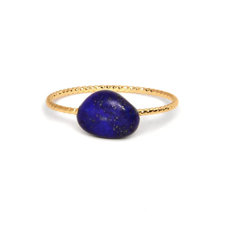 Geometric women's ring with a coloured agate stone in a modern setting.