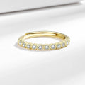 Simple geometric open-mouth ring for women in copper with white gold or yellow gold electroplated finish.
