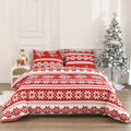 Red Christmas Love Song patterned bed linen three-piece set with quilt cover and pillowcases