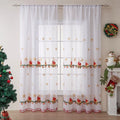 Pair of American Christmas curtains with embroidered snowflake design on polyester fabric