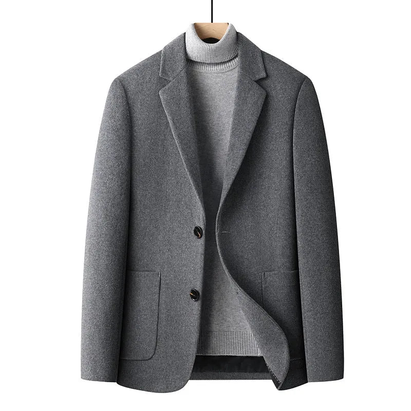 Men's slim fit wool blend suit in grey for autumn and winter