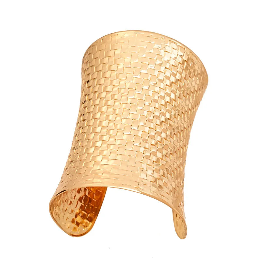 Women's vintage exaggerated round bracelet in gold or silver electroplated metal