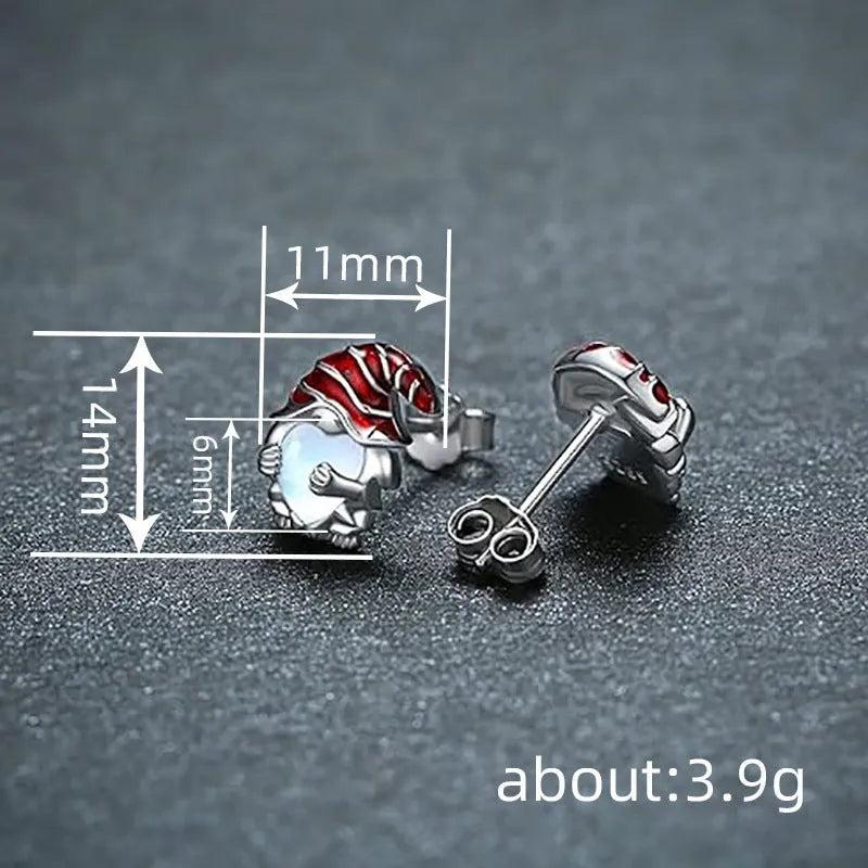 Women's Santa Claus design heart-shaped earrings with white gold finish