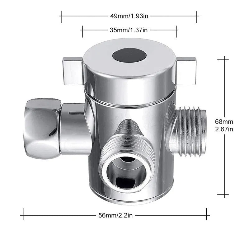 Copper shower water distributor with a metal joint connection.