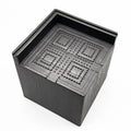Four black plastic bed risers for increasing furniture height