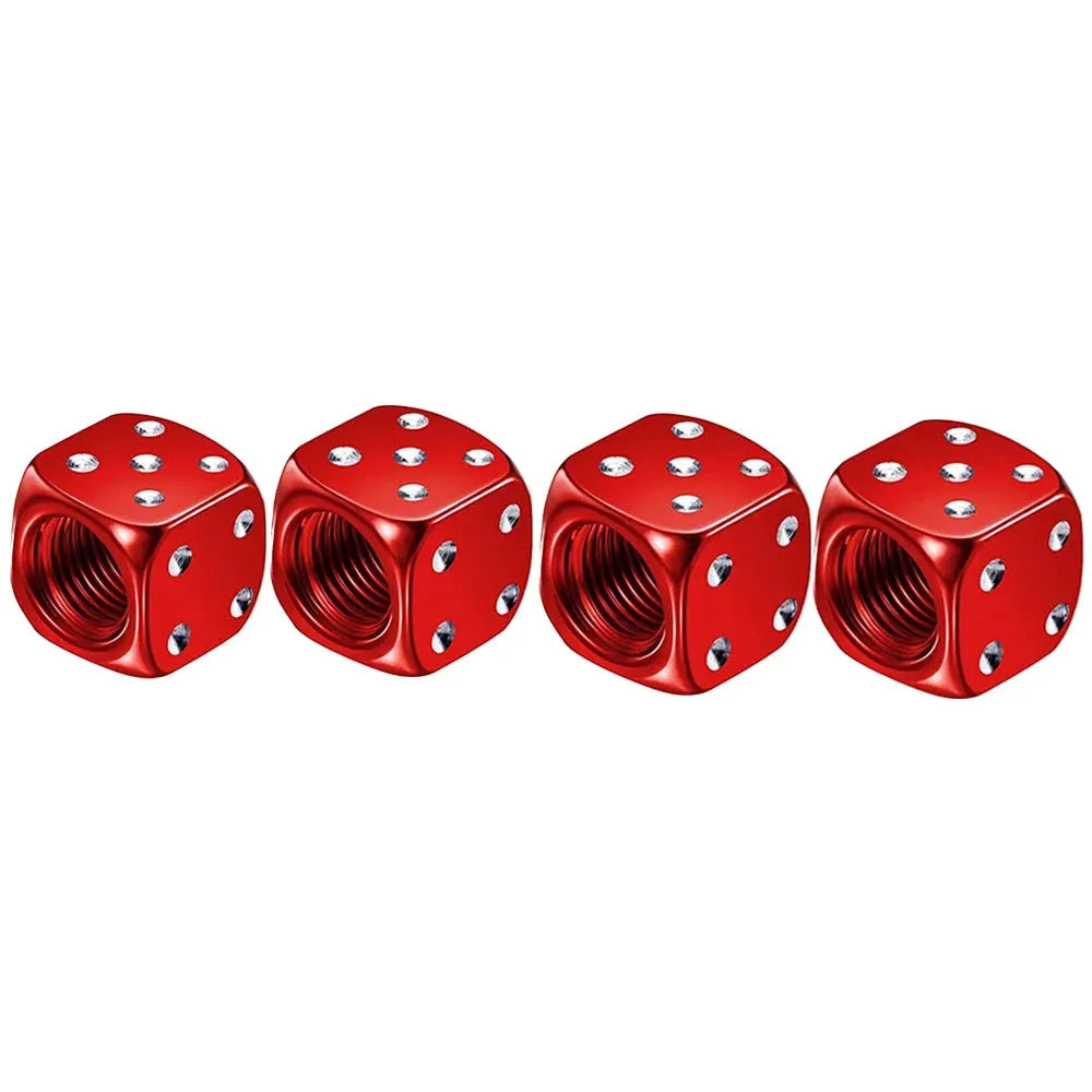 Aluminium alloy dice valve cap in silver on car tyre valve