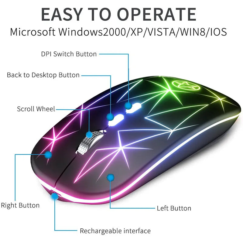 Wireless Bluetooth gaming mouse with metal scroll wheel in star black colour option
