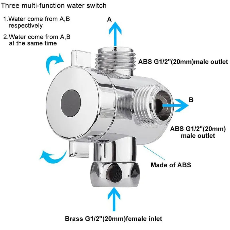 Copper shower water distributor with a metal joint connection.