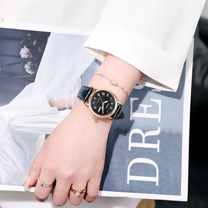 Automatic women's mechanical fashion watch with a 12mm thick case on a steel bracelet.