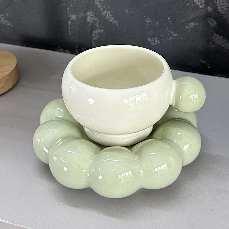 Ceramic coffee cup and saucer set in solid colour with 250ml capacity