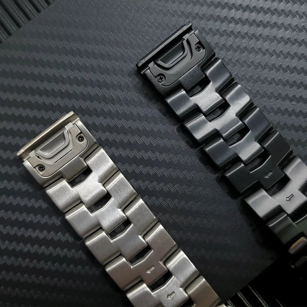 Garmin Jiaming watch replacement strap in silver, black or titanium colour for Fenix series compatibility