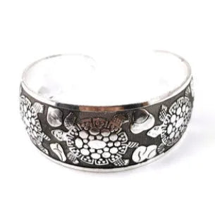 Open carved Miao silver bracelet with ethnic design and Roman shape in alloy