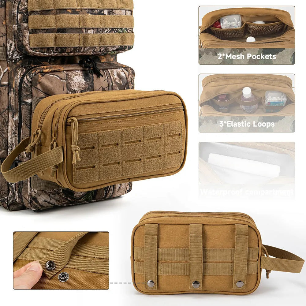 Men's Oxford cloth travel cosmetic bag in solid colour with dry-wet separation, 11x15x26cm