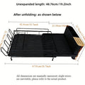 Carbon steel retractable kitchen dish rack holding cutlery and cups for drying