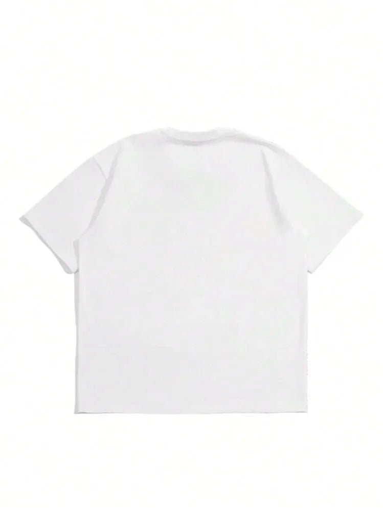 Men's casual short sleeve t-shirt in pure cotton with Japanese retro style in black colour