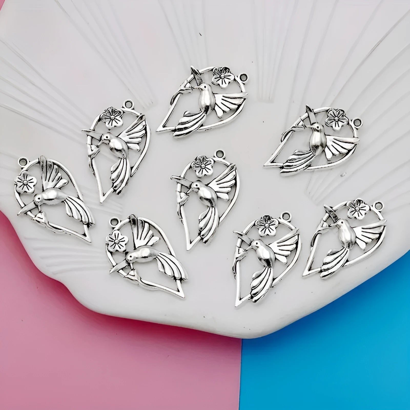 Alloy Magpie bird charm pendant with electroplated P234 colour finish for DIY jewellery.