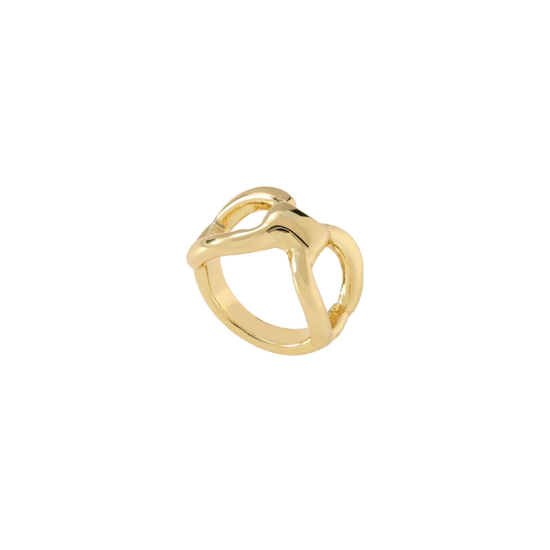 Titanium steel women's ring with hollow butterfly design and geometric details in gold or steel colour