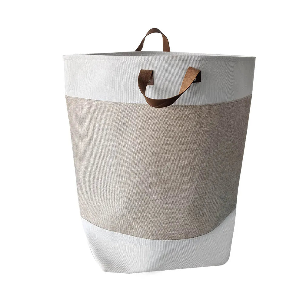 Fabric storage box organiser in a choice of colours including sunflower and ethnic blue, shown with dimensions 35cm x 35cm x 55cm.