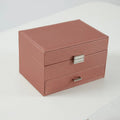 PU leather jewellery storage box in solid colour with 22.5cm dimensions