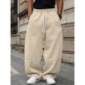Men's straight-leg high waist casual trousers in lightweight fabric, shown in khaki colour.