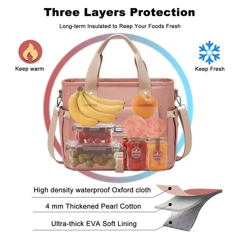 Portable Oxford cloth picnic bag with thermal side pocket and removable shoulder strap in cube design
